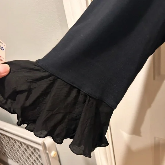 Barbara Lesser Romantic Ruffle Top In Black Size XL - Picture 7 of 10